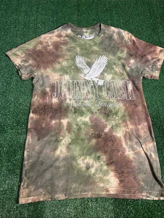 Johnny Cash Other - Johnny Cash Tie-Dye Graphic Tee in Green and Brown